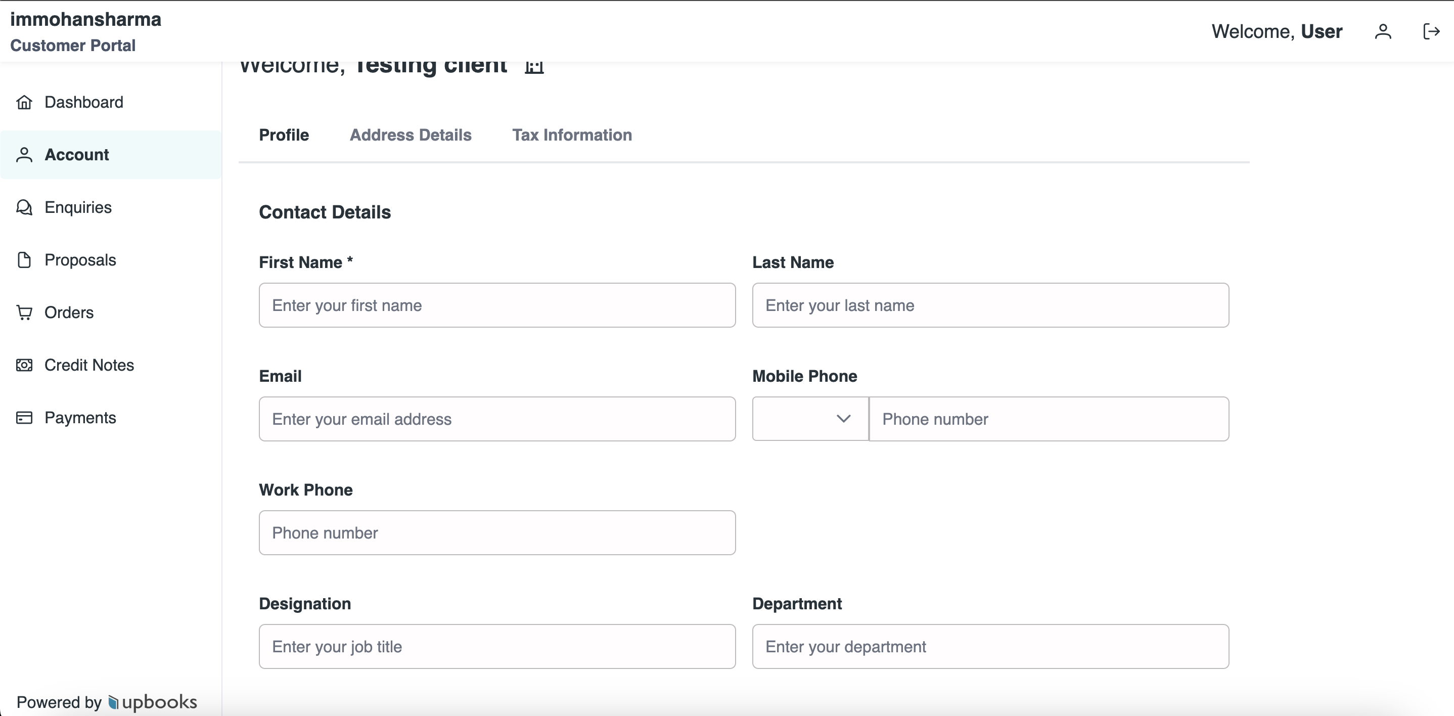 Customer Portal - Account Management