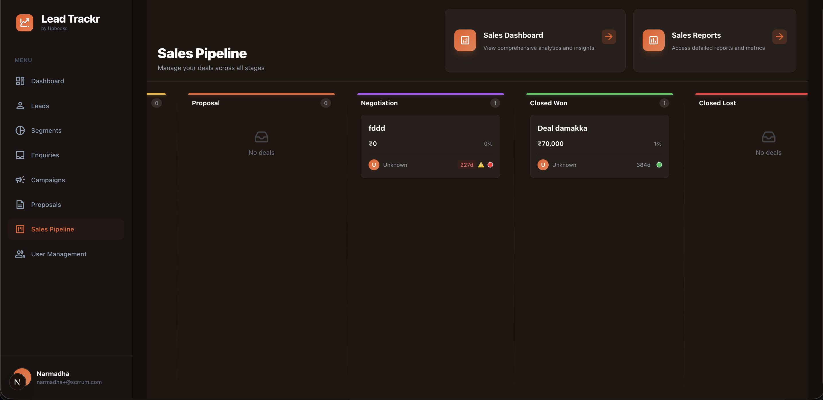 Lead Trackr - Sales Pipeline