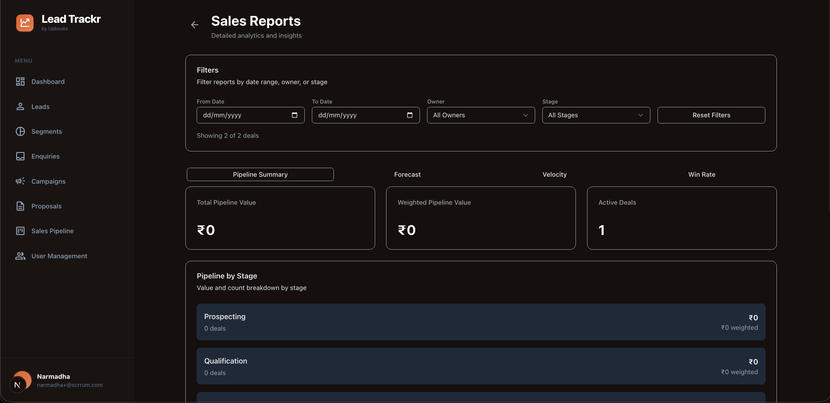 Lead Trackr - Sales Reports