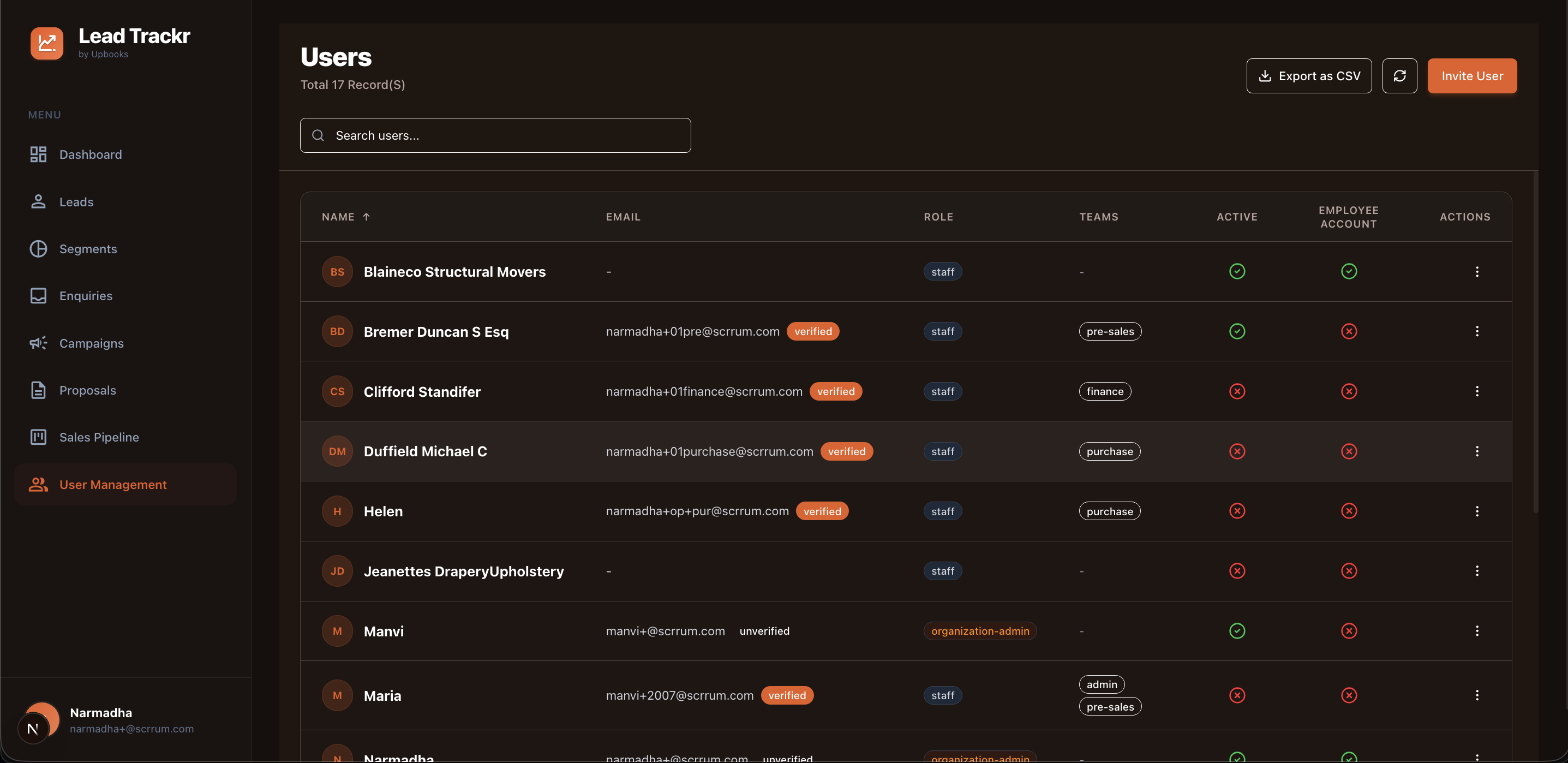 Lead Trackr - User Management