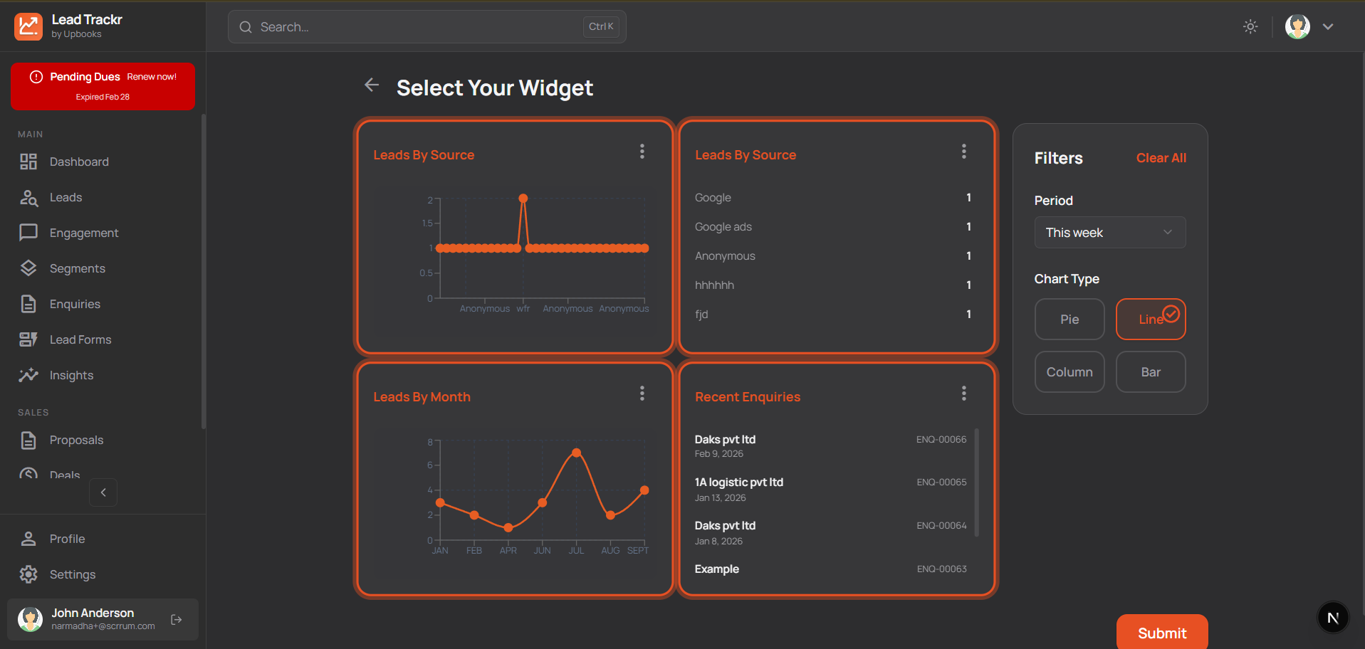 LeadTrackr - Widgets & Charts - 3