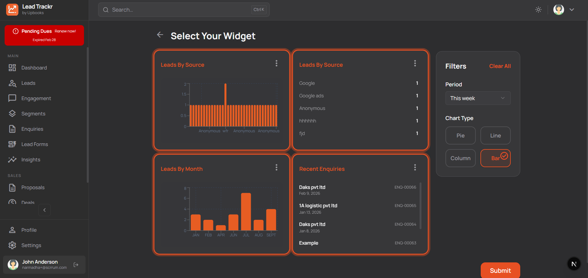 LeadTrackr - Widgets & Charts - 4