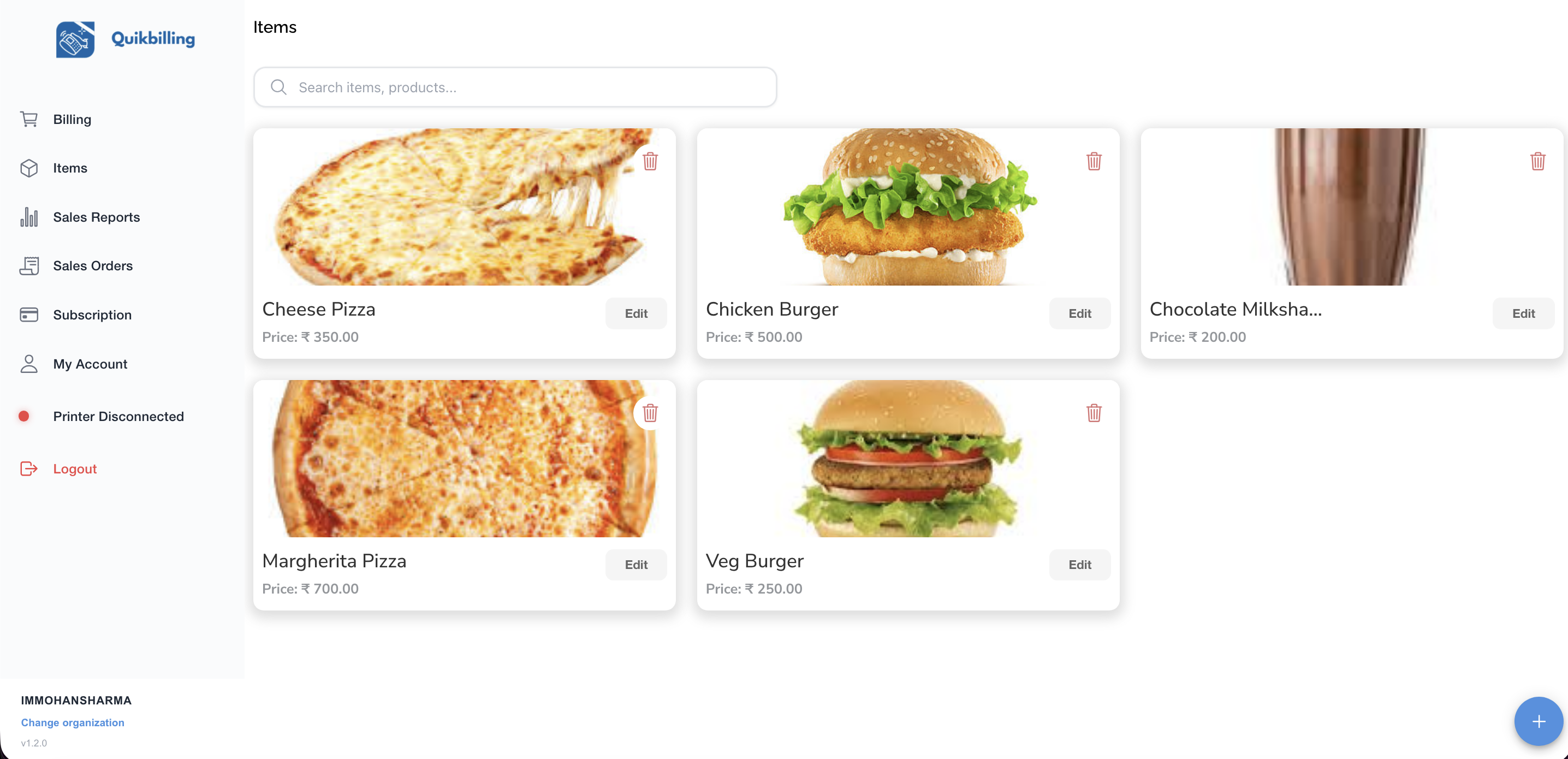 QuikBilling - Manage Products