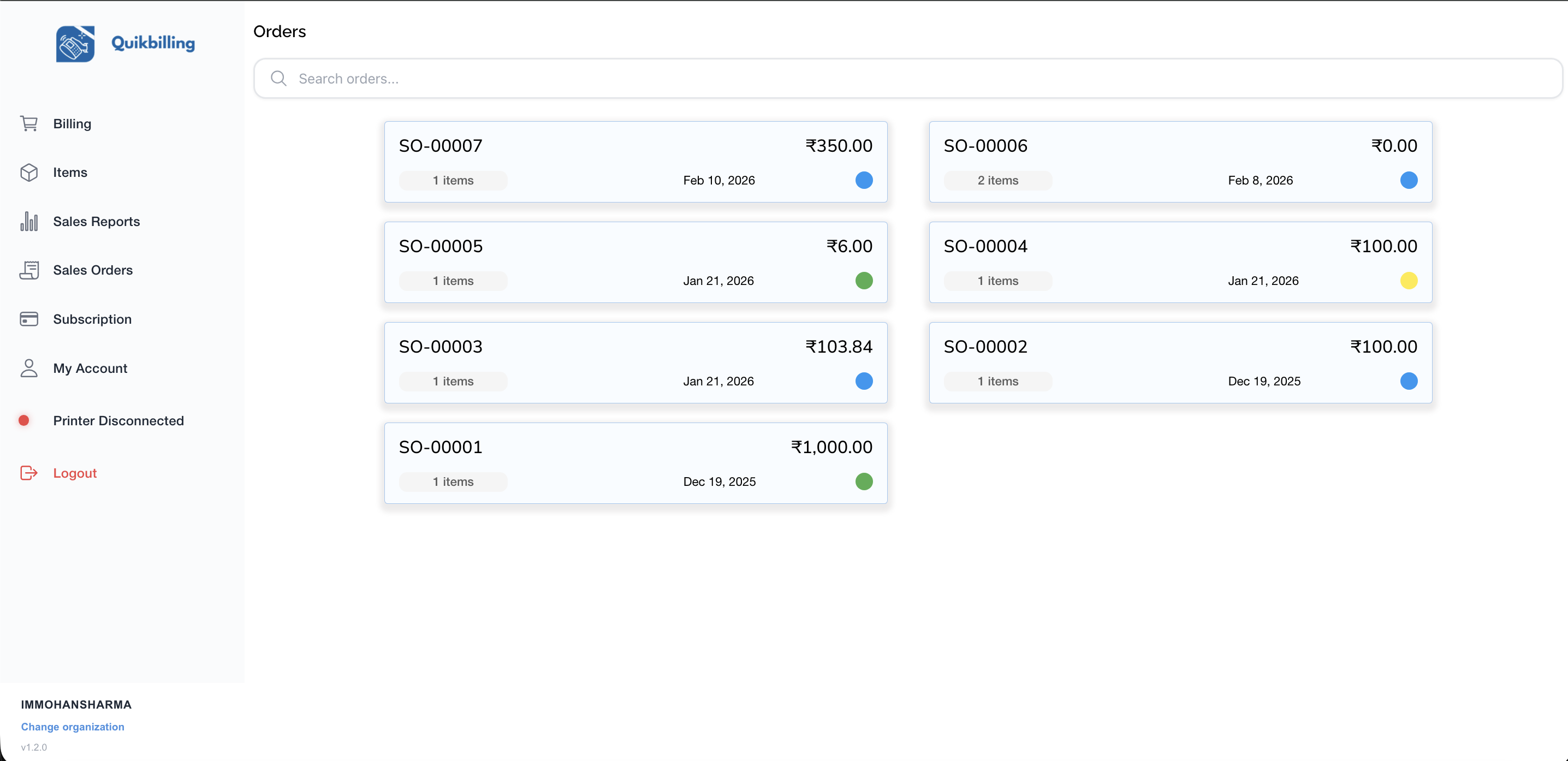 QuikBilling - Sales Orders