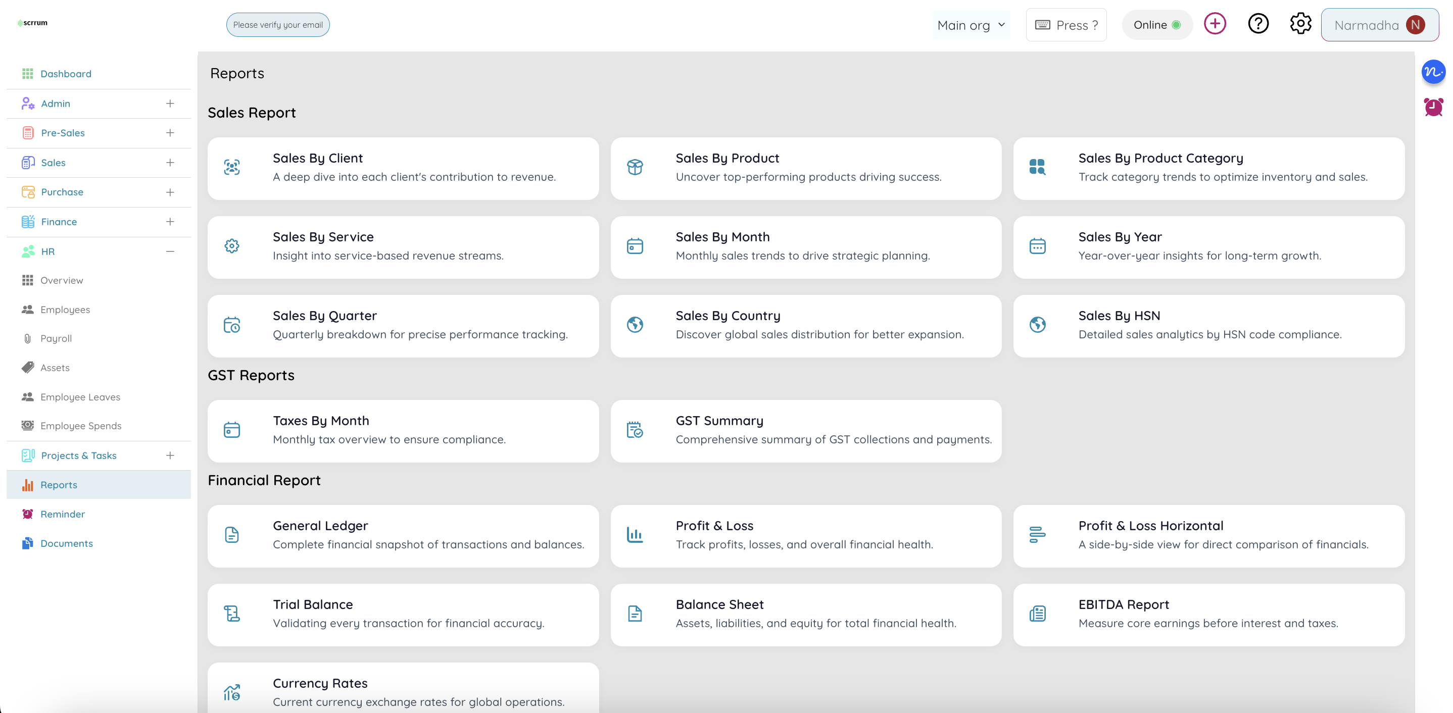 Reporting Overview Dashboard