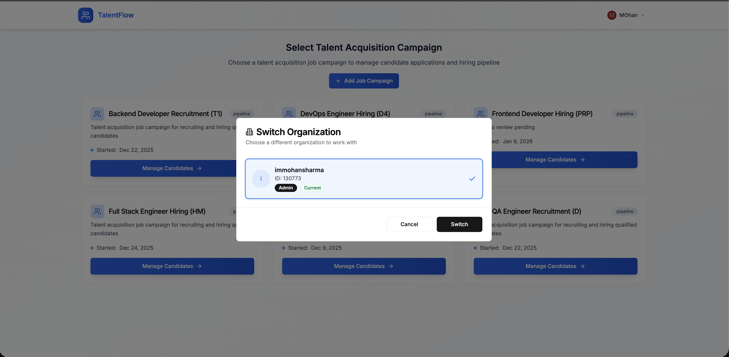 Talent Flow - Multi-Organization Support