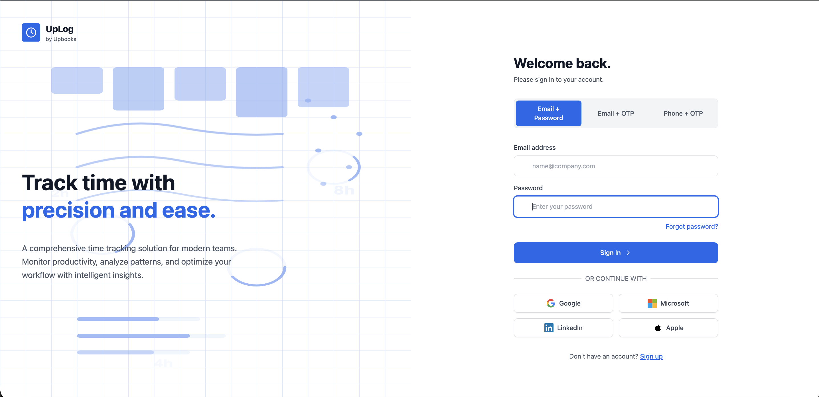UpLog - Login & Authentication