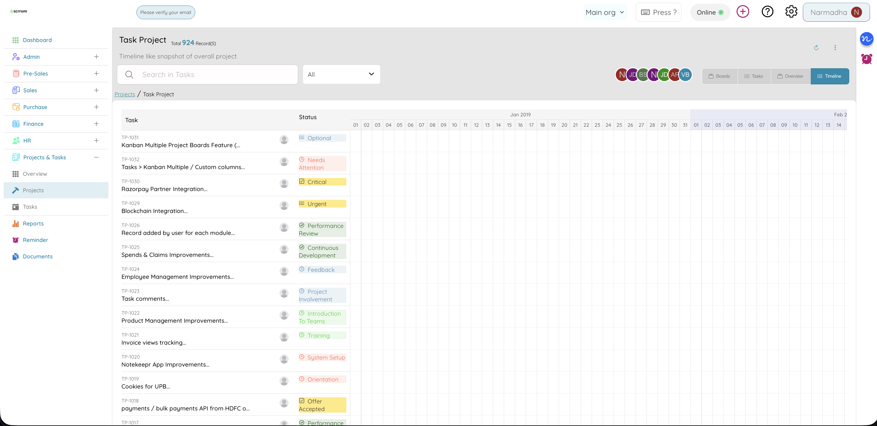 Project Timeline - Gantt-style timeline view