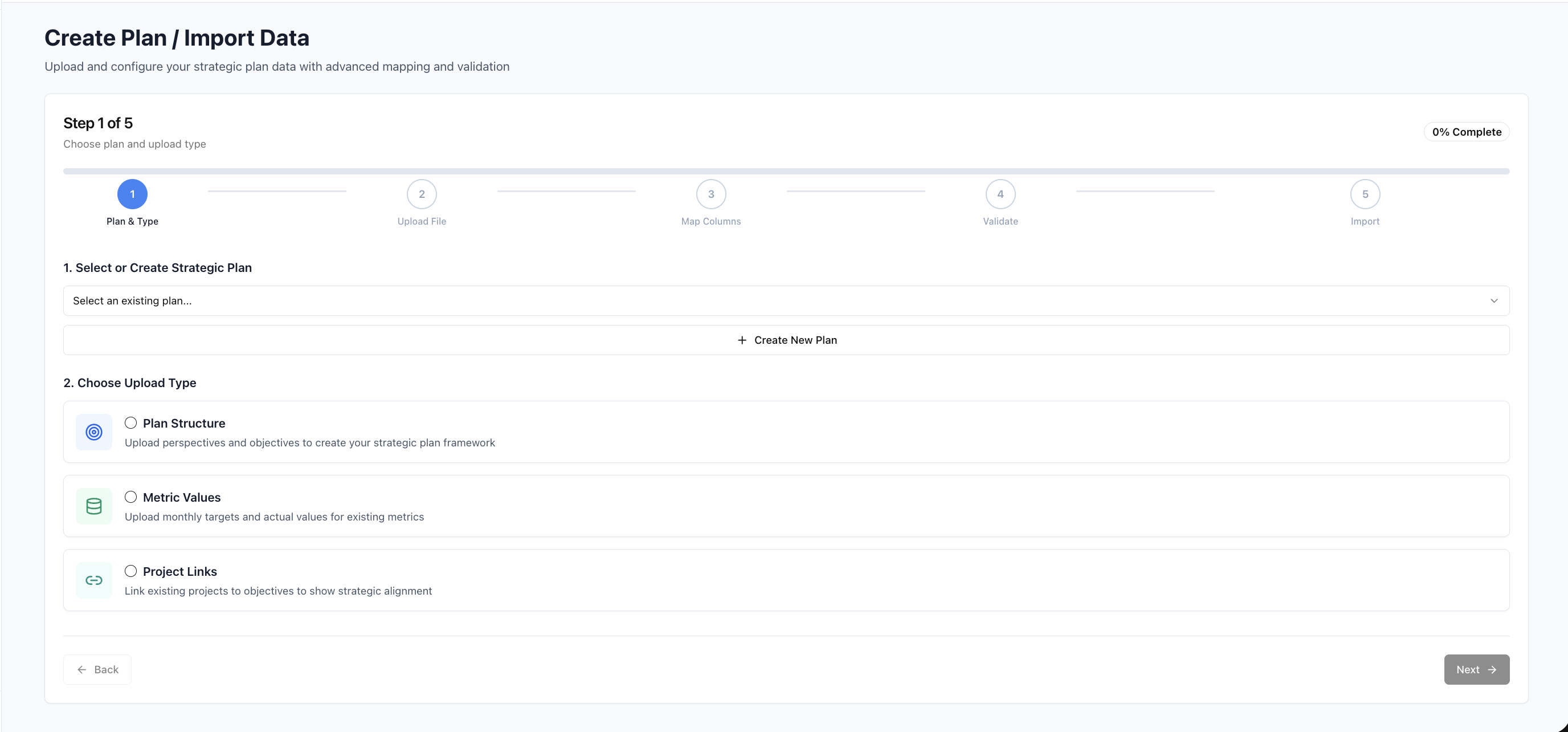 Upbooks Vantage — Create plan